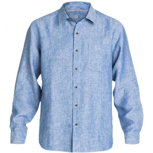 Quiksilver Burgess Isle Men's Button Up Long-Sleeve Shirts, color: Indigo | Carbon | Persimmon, category/department: men-buttonfronts