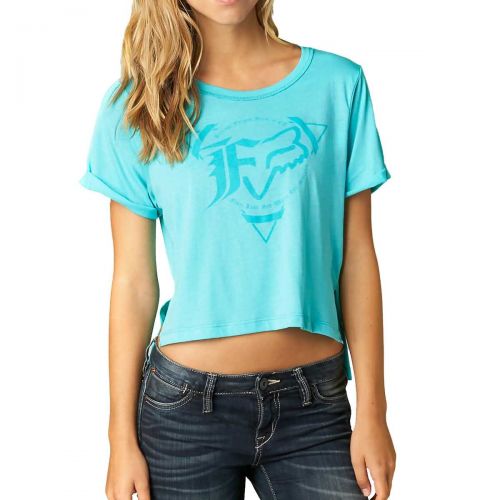Fox Racing Expedite High Low Crop Women's Short-Sleeve Shirts, color: Blue Atoll, category/department: women-tees-shortsleeve