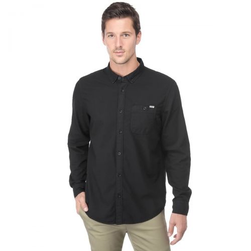 Reef Sunned Out Woven Men's Button Up Long-Sleeve Shirts, color: Black | Wine, category/department: men-buttonfronts