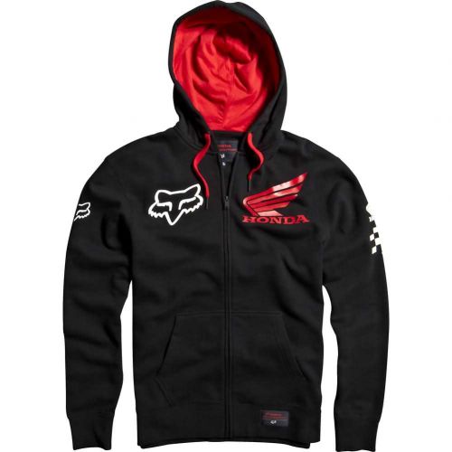 Fox Racing Honda Standard Front Fleece Men's Hoody Zip Sweatshirts, color: Black | Red, category/department: men-sweatshirts