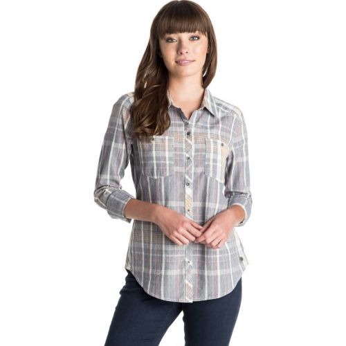 Roxy Sneaky Peaks Women's Button Up Long-Sleeve Shirts, color: Eclipse Breakwater | Bleached Sand Pine, category/department: women-buttonfronts