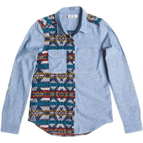 Roxy Two Timer Women's Button Up Long-Sleeve Shirts, color: Eagle Rock Saddle, category/department: women-buttonfronts