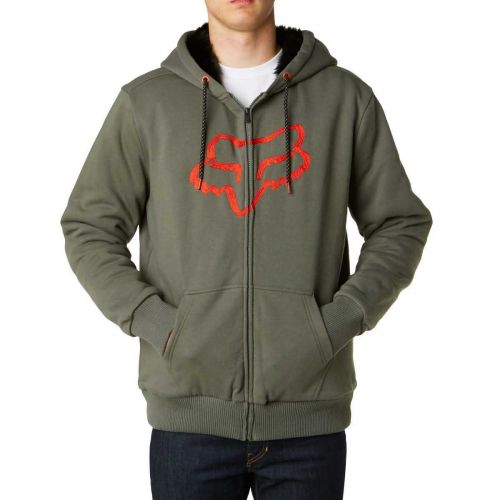 Fox Racing Traxion Sasquatch Men's Hoody Zip Sweatshirts, color: Black | Military, category/department: men-sweatshirts