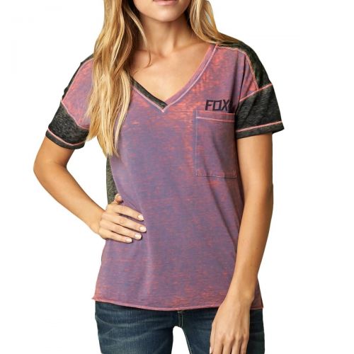 Fox Racing Constant Women's Short-Sleeve Shirts, color: Acid Red | Heather Black, category/department: women-tees-shortsleeve