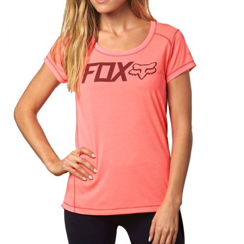 Fox Racing Ultimatum Tech Women's Short-Sleeve Shirts, color: Heather Grey | Acid Red, category/department: women-tees-shortsleeve