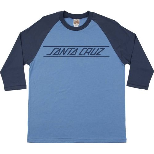 Santa Cruz Classic Strip Raglan Men's 3/4-Sleeve Shirts, color: Blue Heather / Vintage Navy | Natural Heather / Vintage Brown, category/department: men-tees-34sleeve