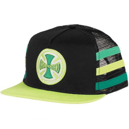 Independent Stripes TC Trucker Men's Adjustable Hats, color: Black/Lt Green, category/department: men-hats