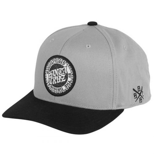 Santa Cruz Dwyer MFG Dot Men's Flexfit Hats, color: Grey/Black, category/department: men-hats