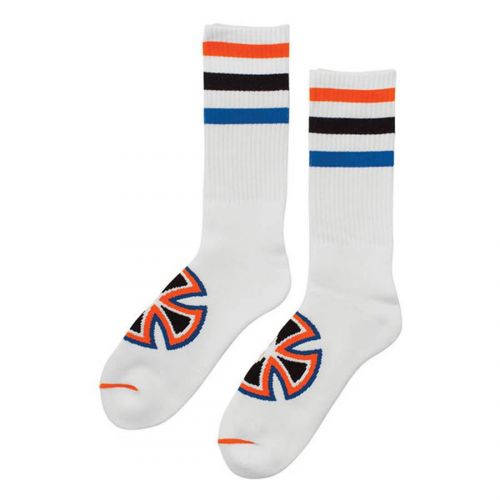 Independent Colored Stripes Crew Men's Socks, color: Black | White, category/department: men-socks