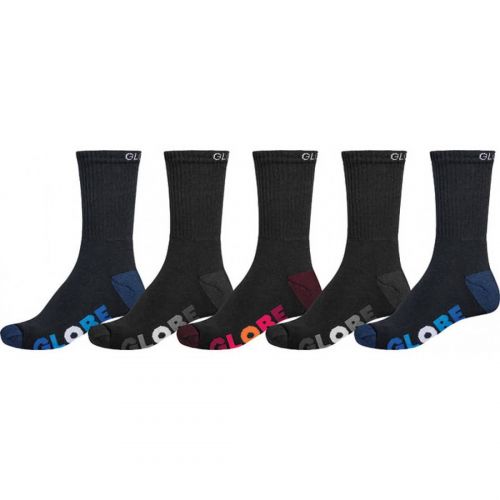 Globe Multi Stripe Crew 5 Pack Men's Socks, color: Black, category/department: men-socks