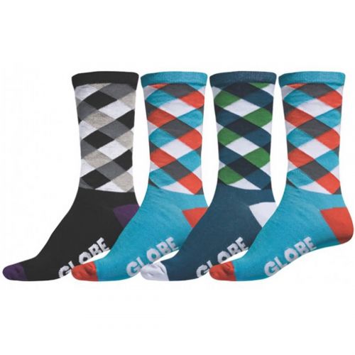 Globe Check Deluxe 4 Pack Men's Socks, color: Assorted, category/department: men-socks