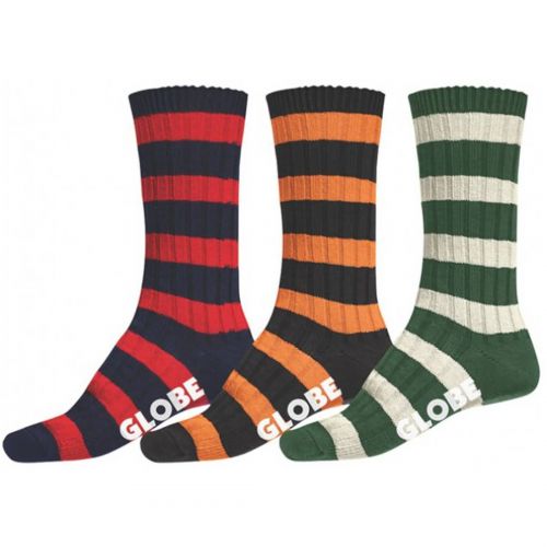 Globe Thin Stripe Boot Deluxe 3 Pack Men's Socks, color: Assorted, category/department: men-socks