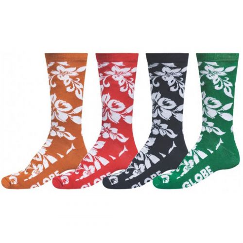 Globe Hawaiian Deluxe 4 Pack Men's Socks, color: Assorted, category/department: men-socks