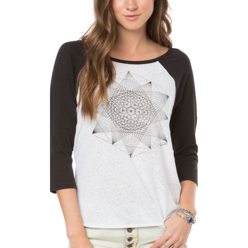 O'Neill Womens Geo Star 3/4-Sleeve Shirt, color: Black/White, category/department: women-tees-34sleeve