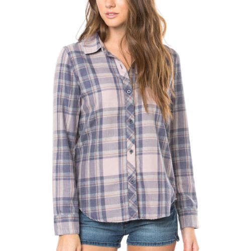 O'Neill Womens Birdie Button Up Long-Sleeve Shirt, color: Graystone, category/department: women-buttonfronts
