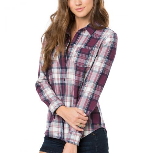 O'Neill Womens Freestyle Button Up Long-Sleeve Shirt, color: Total Eclipse, category/department: women-buttonfronts